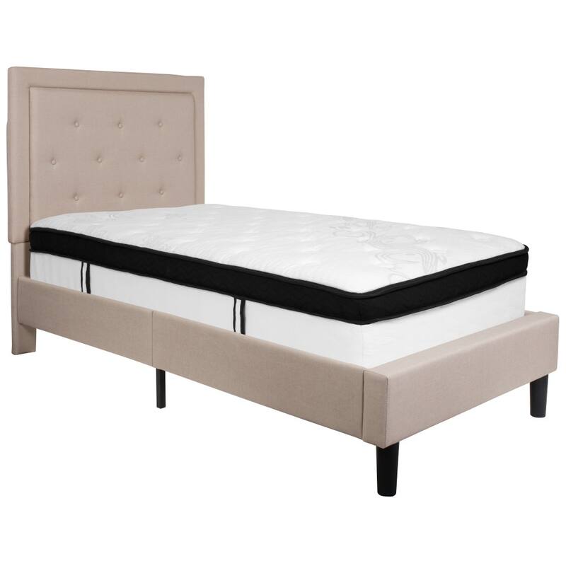 Panel Tufted Platform Bed and Memory Foam Pocket Spring Mattress