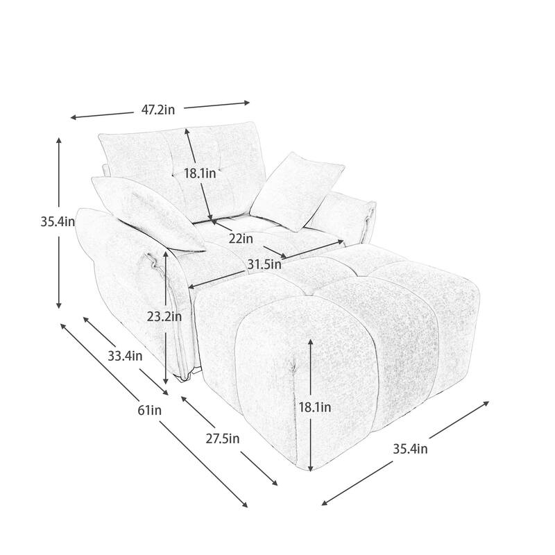 Modular 4-Seat Chenille Sofa Set with 2 Ottomans, High-Resilience Cushions and Solid Wood Frame