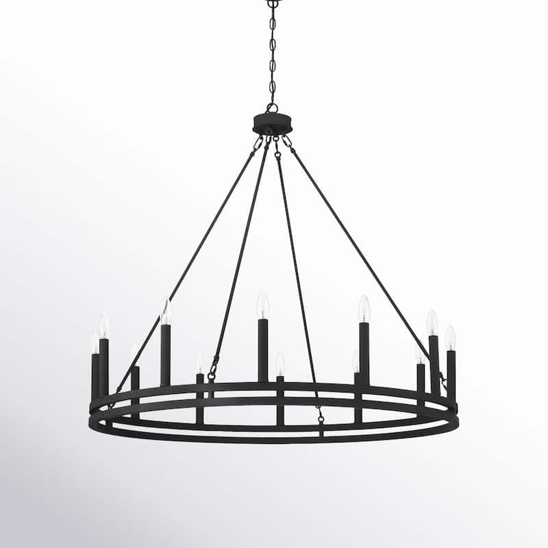 Acroma 12-light Farmhouse Black Wagon Wheel Chandelier