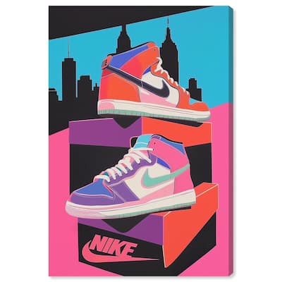 City Pop Sneakers Canvas by Art Remedy, Gallery Wrapped