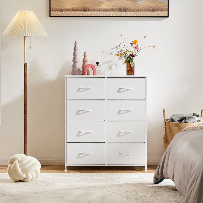 Tall Dresser Storage Tower with 8 Fabric Drawers