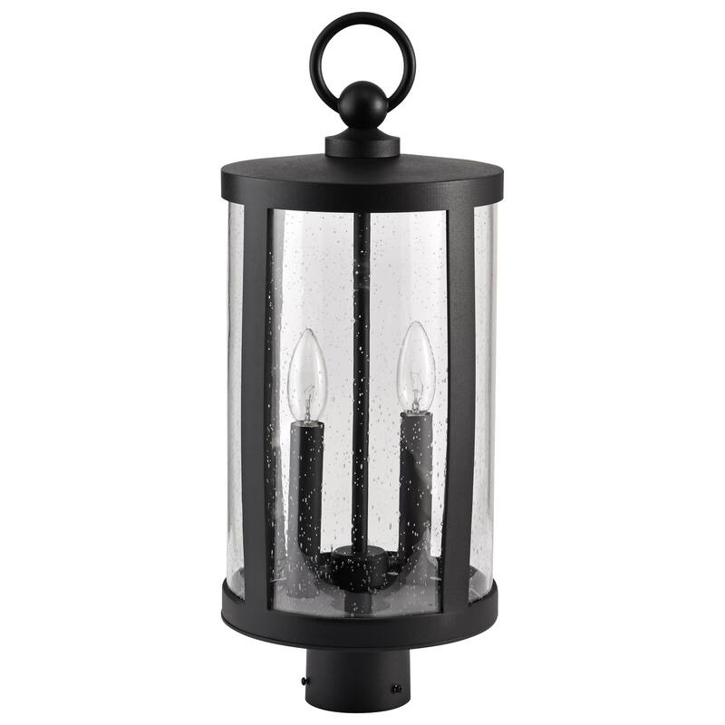 Broadstone 2 Light Post Top Matte Black with Clear Seeded Glass