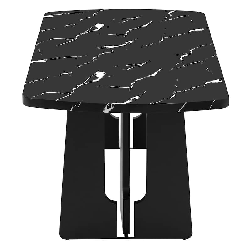 Modern Stylish Unique Color Blocking Design Faux Marble Dining Table with 3-Plate Support