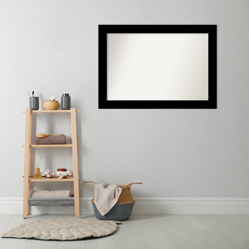 Basic Non-Beveled Wood Framed Bathroom Vanity Wall Mirror