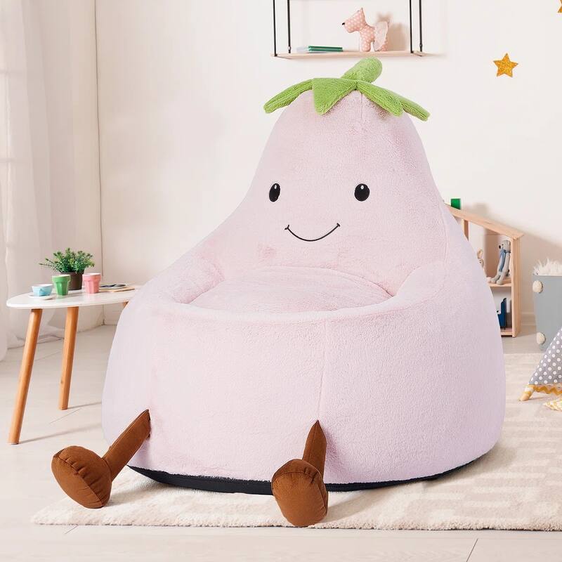 Kids Eggplant Bean Bag Chair and Crash Pad Lounger Seat for Gaming, Reading and Watching TV for Toddlers and Children's Rooms - Pink - Medium