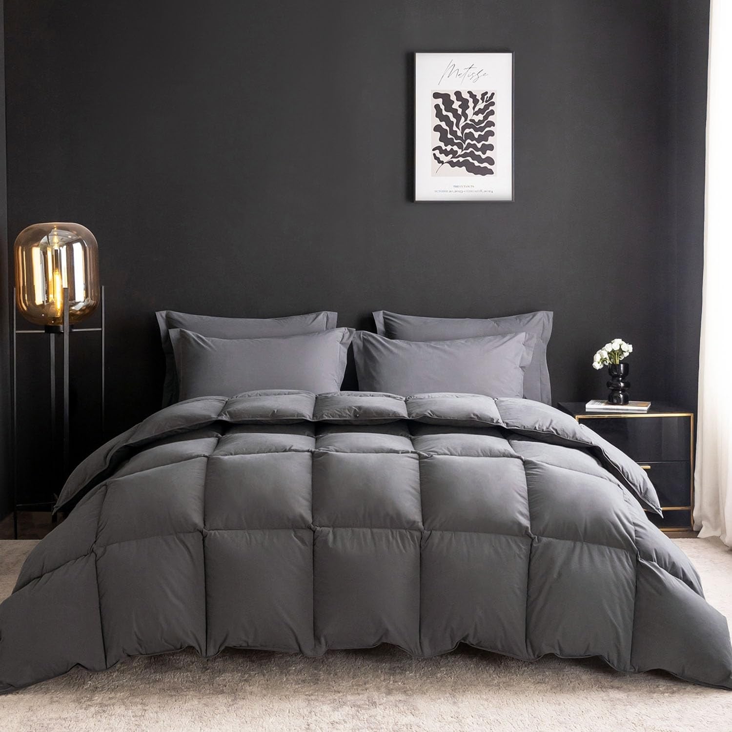 Three Geese King Down Comforter - Organic Cotton, Medium Warmth, Hotel Style Duvet Insert