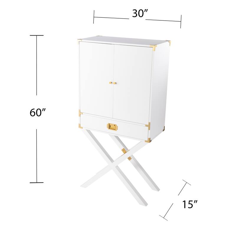 SEI Furniture Canna Transitional White Wood Bar Cabinet