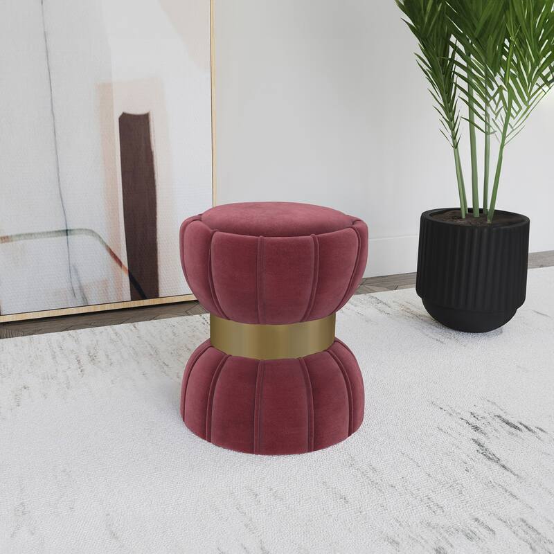 Inez Berry Round Upholstered Ottoman