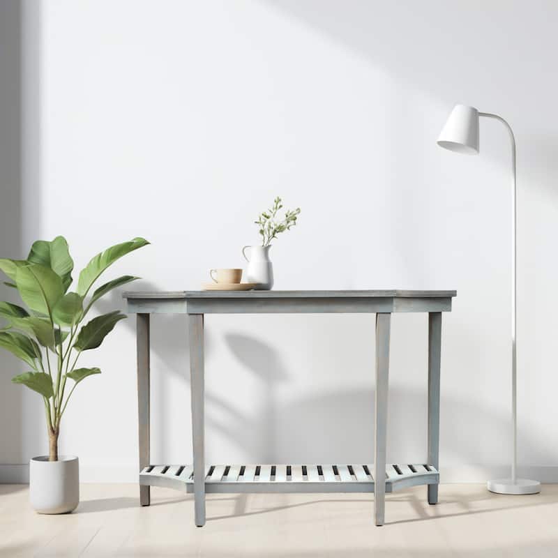 Farmhouse Wood Console Table with Shelves, 47 x 11.8 x 32.3'' - N/A