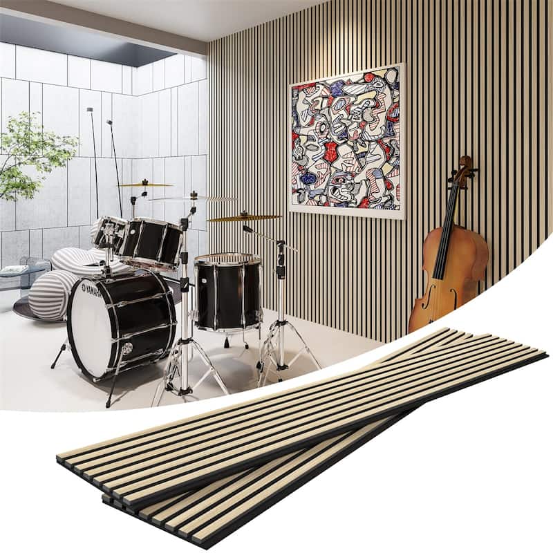 Acoustic Wood Wall Panels,2 Pack 94.5" x 12.6" Soundproof Wall Panels