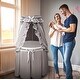 preview thumbnail 2 of 25, Empress Round Baby Bassinet with Canopy Gray/White