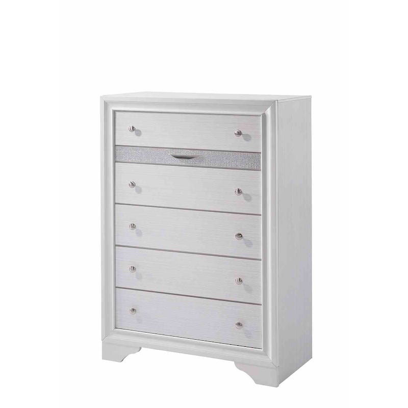 White Finish Modern Bedroom Furniture Set with Footboard Drawers
