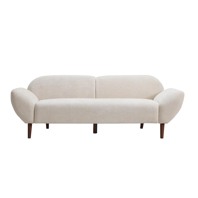 Christopher Knight Home - Cloud Haven Modern Upholstered 3-Seater Curved Sofa with Wooden Frame Support