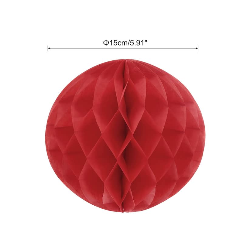 6Pcs Paper Pom-Poms Balls Paper Tissue Flower Ball for Party Decor - Red - 6 Inch