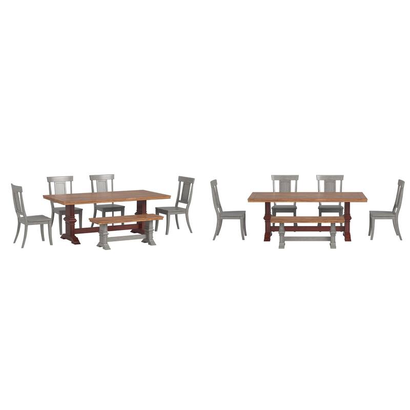 Ronda 78.7" Rectangular Solid Wood Top Dining Set with Panel Back Chairs