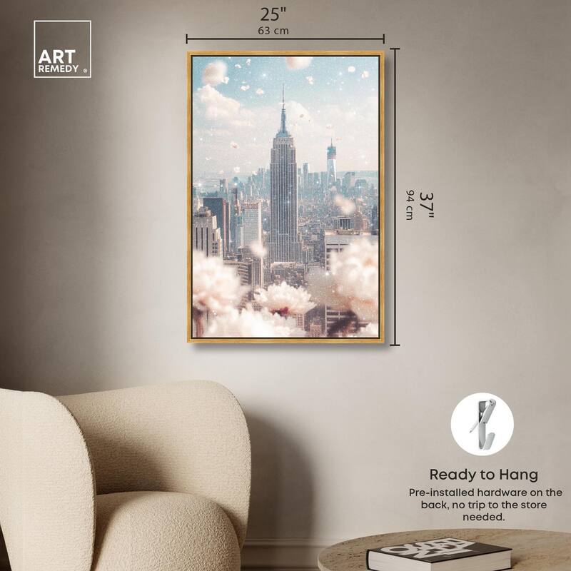Peonies Over New York Canvas by Art Remedy
