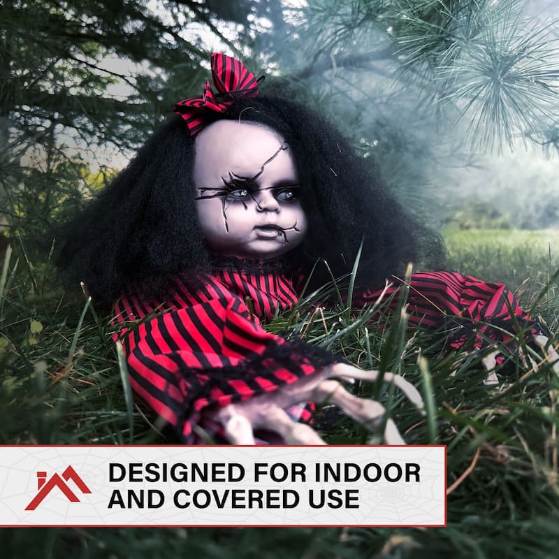 Haunted Hill Farm 44 In. Animatronic Crawling Baby Doll with Light-up Blue Eyes