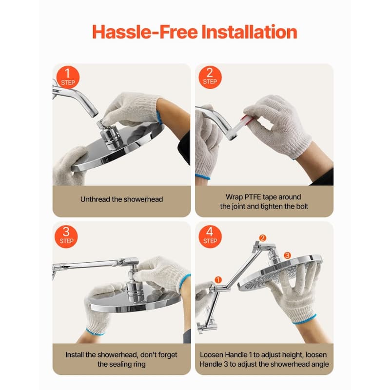 Silver Stainless Steel Adjustable 16-Inch Shower Head Arm Extension with Rotating Nut - 16 x 1.5 x 1.7 in