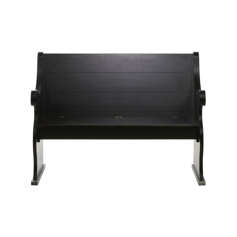 Wood Storage Bench with Scrolled Armrests - Black or White - Roche River Decor