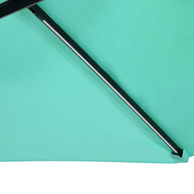 Sunnydaze Offset Patio Umbrella with Solar LED Lights - 9-Foot - Seafoam