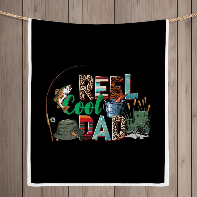 "Real Cool Dad" Fleece Blanket, Father's Day Gift for Fisherman Fishing Lover
