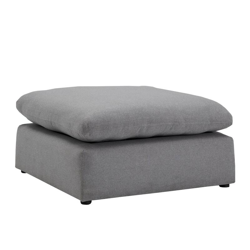 Anka Grey Linen Weave Down Blend Ottoman by iNSPIRE Q Modern