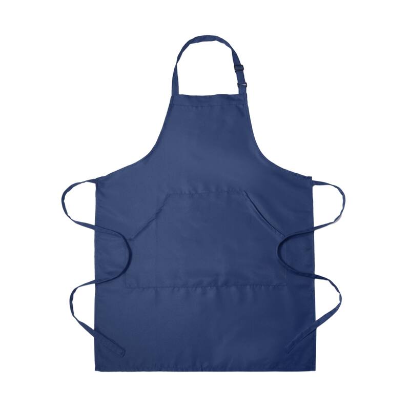Kitchen Cooking Aprons Adjustable Long Ties Chef Apron with 2 Pockets - Navy Blue - 75x68cm