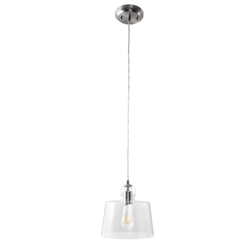 Single Head Brushed Nickel Pendant Light with Bubble Glass Shade E26 for Modern Spaces - Brushed Nickel - 5.5*5.5*9.3
