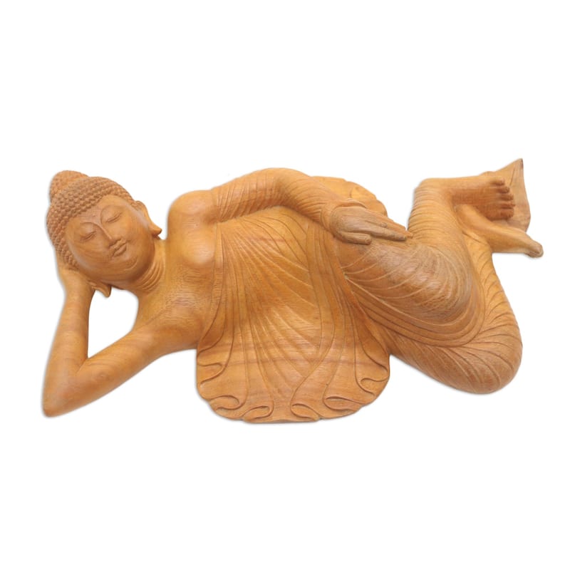 Novica Handmade Buddha At Peace Wood Sculpture