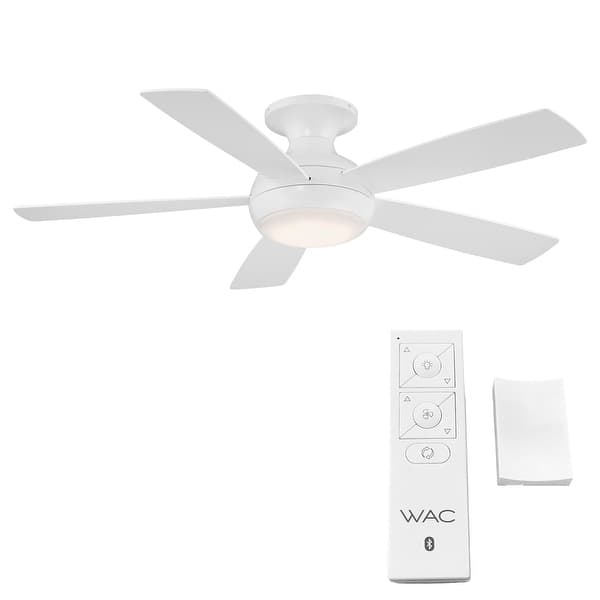 Odyssey Indoor And Outdoor 5 Blade Smart Compatible Flush Mount Ceiling Fan 52in With 3000k Led Light Kit And Remote Control Overstock 32755744
