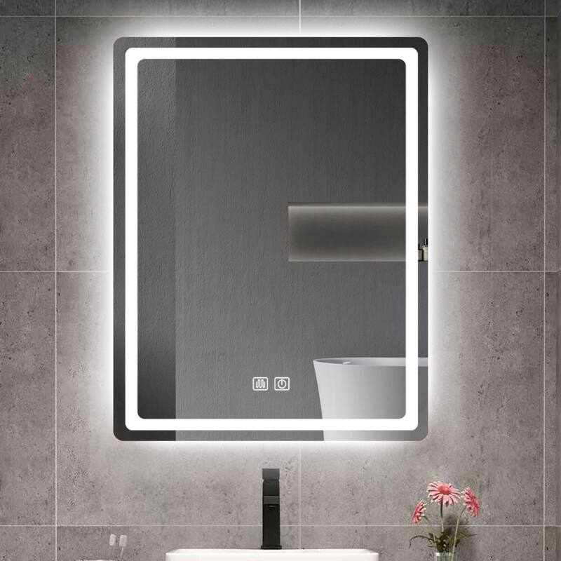 31 x 24 Frameless Light Bathroom Vanity LED Mirror, Dimmable Defogger Bathroom Wall Mirror with Light