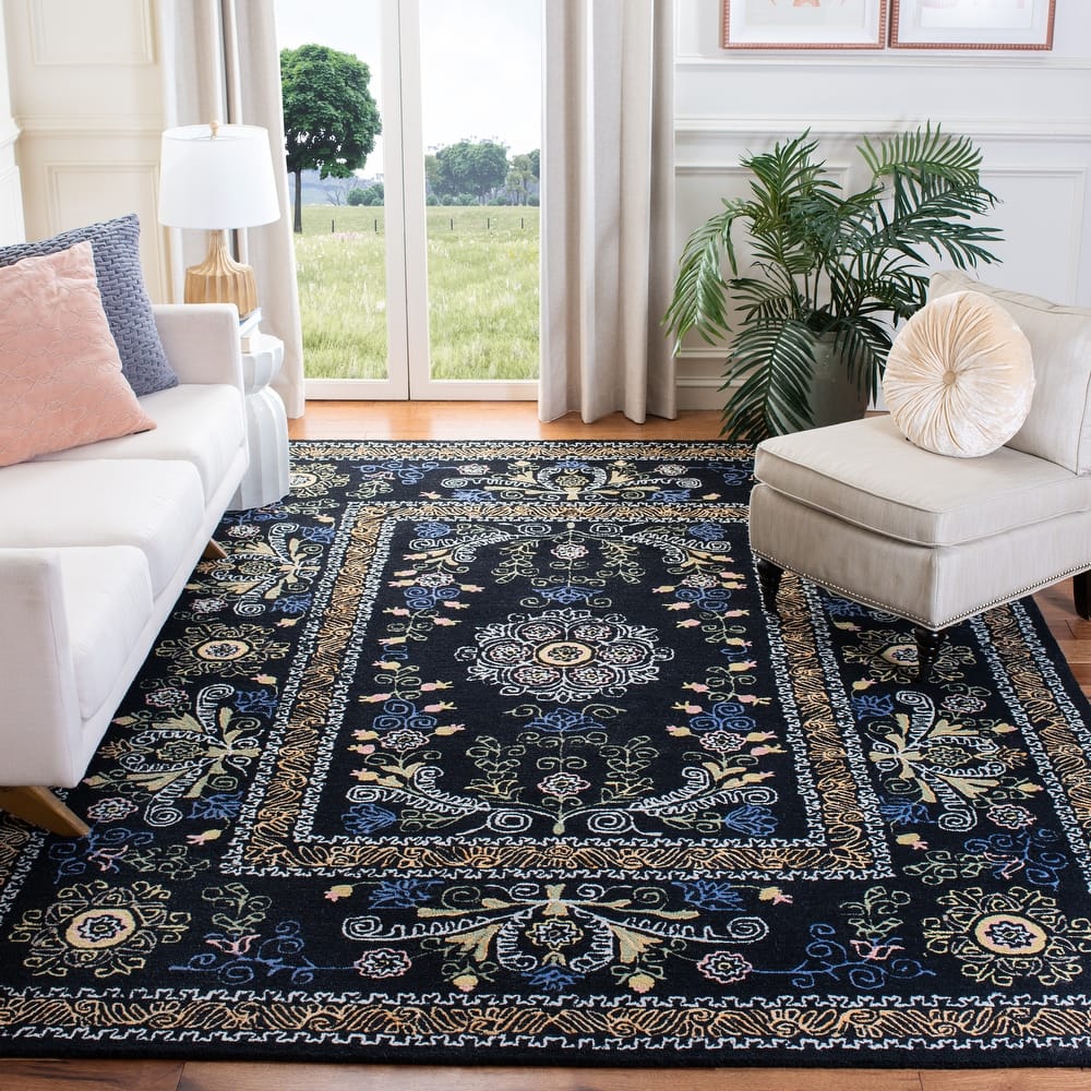 SAFAVIEH Handmade Celedonia Modern Medallion Micro-Loop Wool Area Rug
