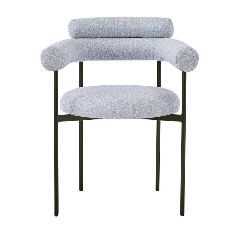 Grey Set of 2 Upholstered Armchair Dining Chairs Barrel Chair
