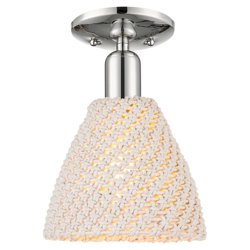 Innovations Lighting Downtown Urban - Natural Ballston Dome - 1 Light 8" Semi-Flush Mount Light - Natural Shade/Polished Nickel