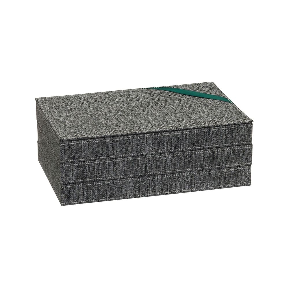 Household Essentials Sturdy Chipboard 3-Tier Jewelry Tray with Polyester Linen Wrap