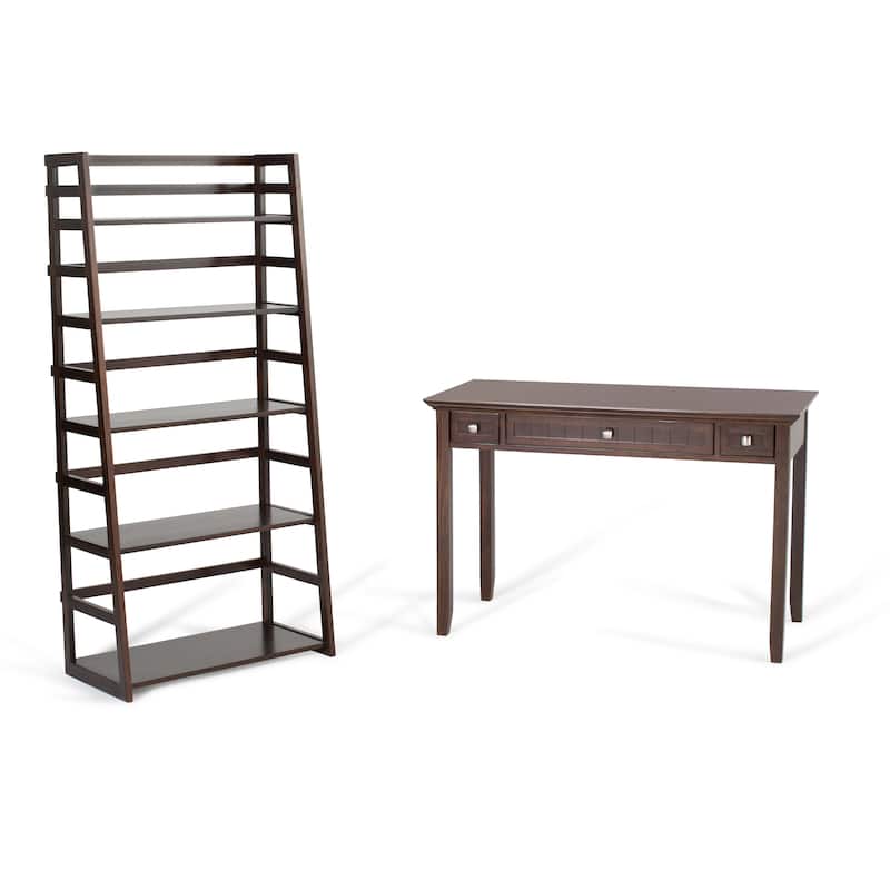 WYNDENHALL Normandy SOLID WOOD 63 inch x 30 inch Transitional Ladder Shelf Bookcase - 30"w x 15.9"d x 63"h