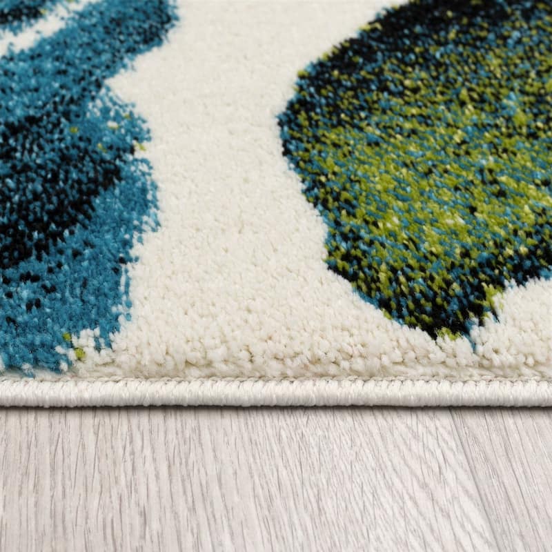 Artistic Area Rug Rose Motif in Watercolor Look