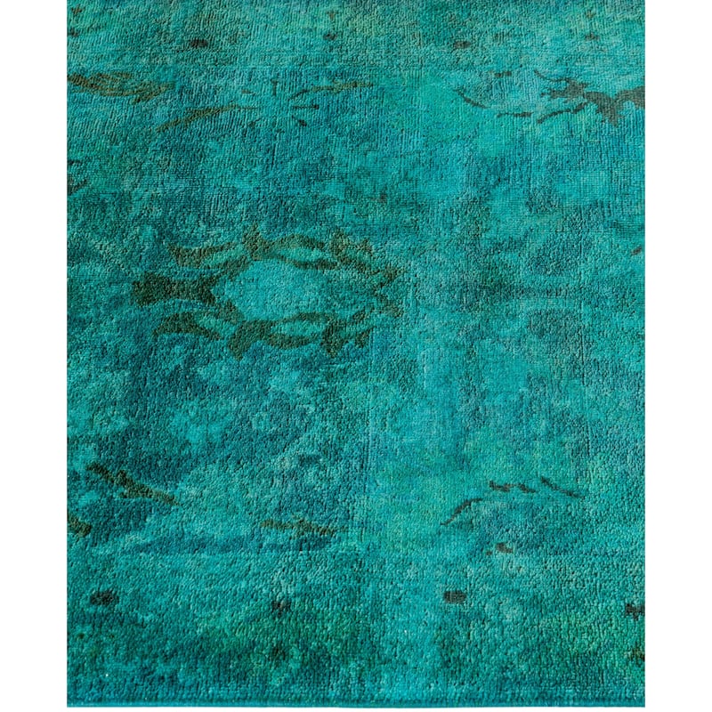Overdyed One-of-a-Kind Hand-Knotted Area Rug - Green - 2' 7" x 16' 5"