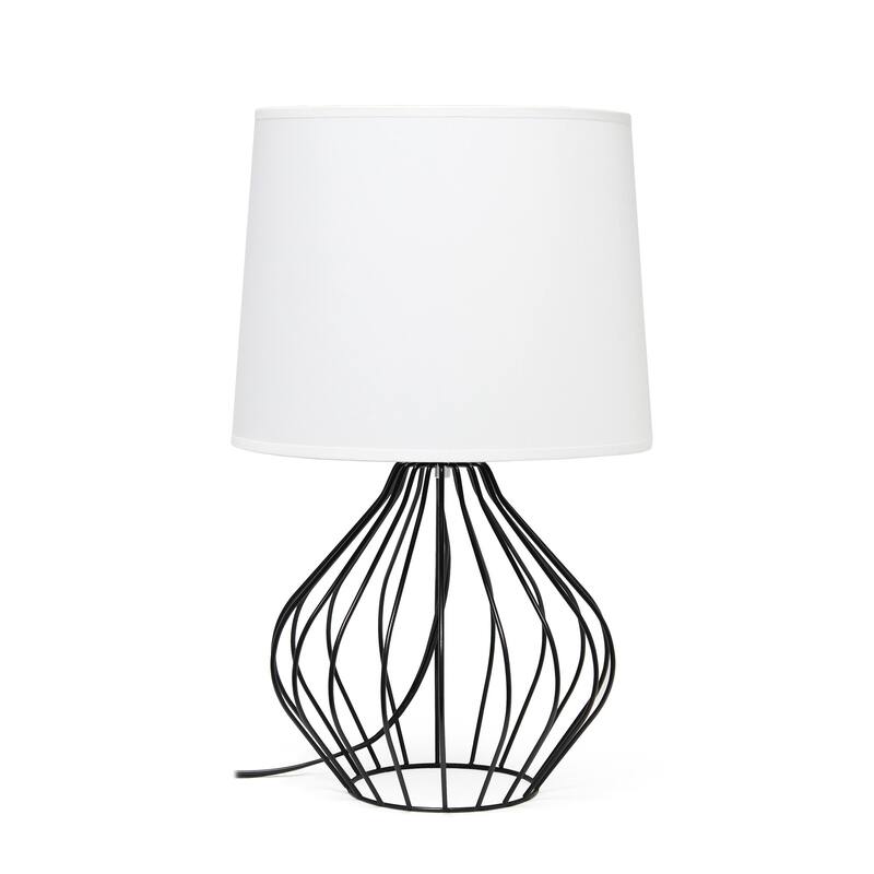 19.75 in. Black Finish Table Lamp with White Shade, Sturdy Table Lamp for Living Rooms and Bedrooms