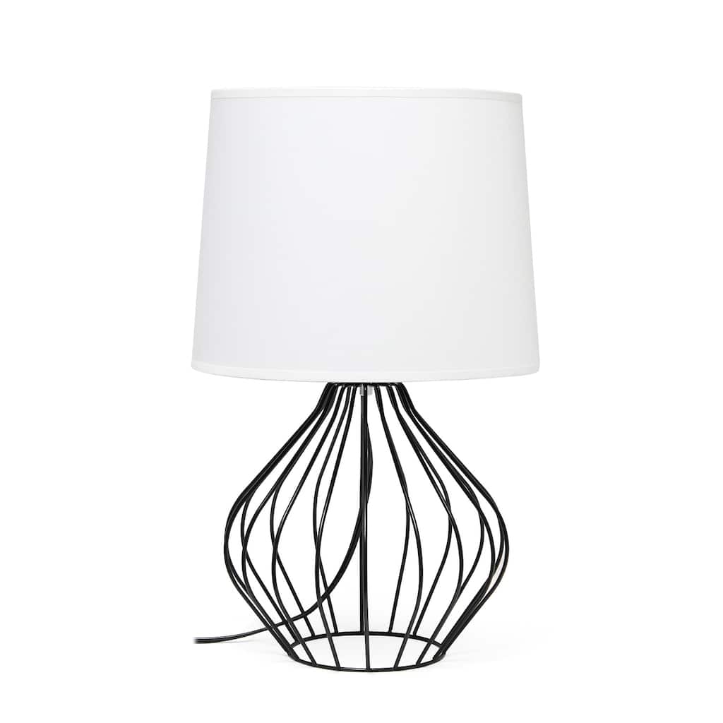 19.75 in. Black Finish Table Lamp with White Shade, Sturdy Table Lamp for Living Rooms and Bedrooms