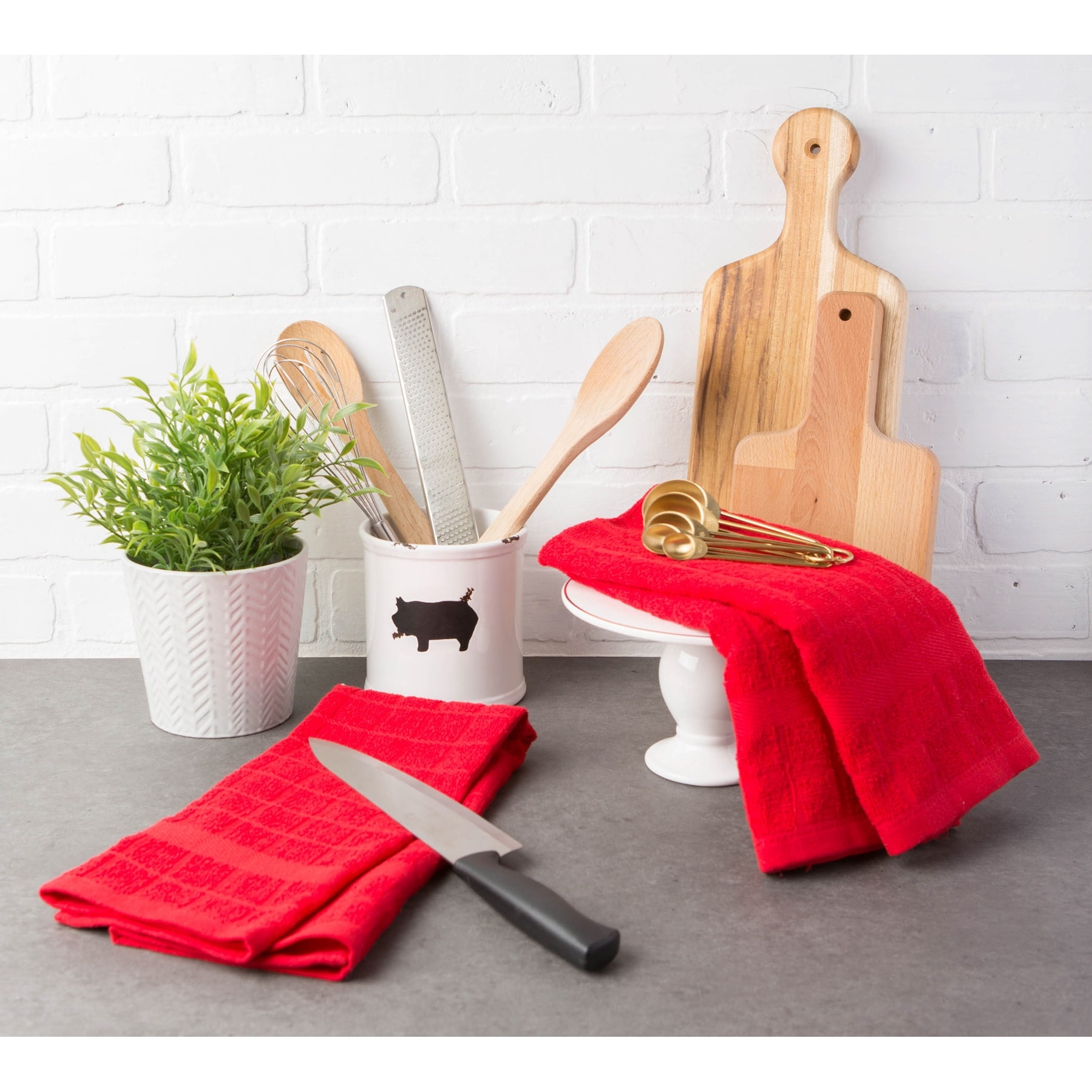 Set of 4 Solid Red Terry Dish Towel, 26 - Bed Bath & Beyond