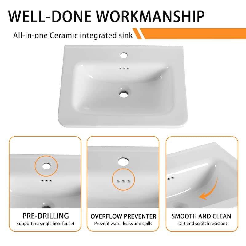 Bathroom Vanity With Sink In 24/28/36/40/60/68 Inch, Floating Bathroom Vanity With Soft Close Door