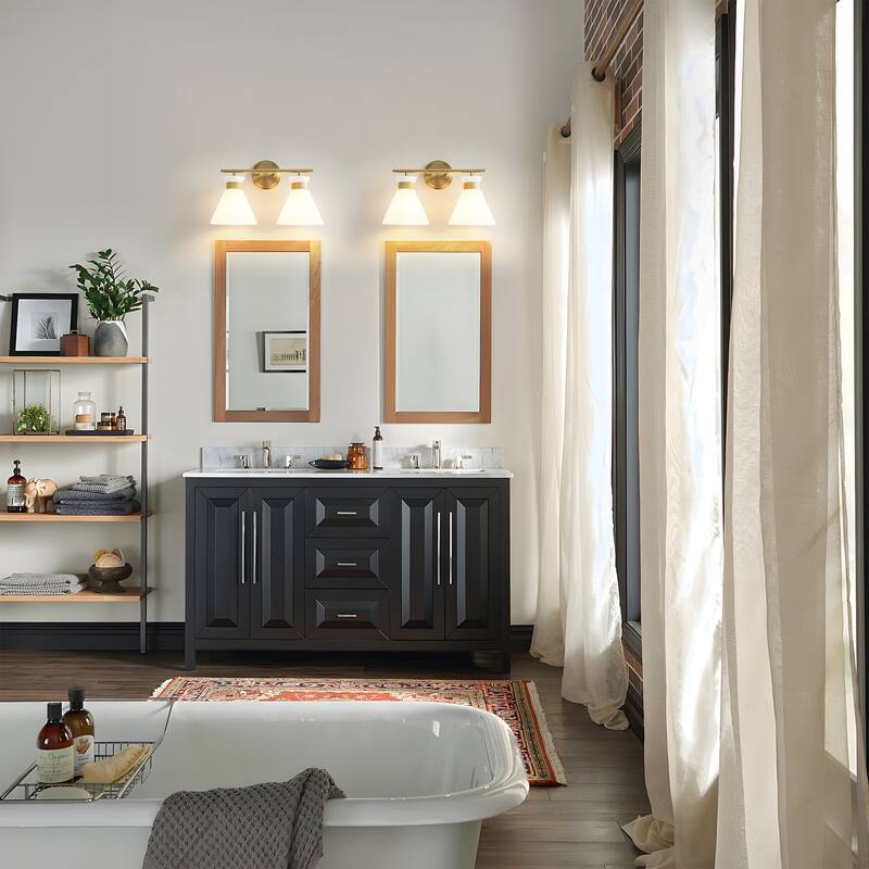 Dimmable Bathroom Vanity Light with Glass Shade
