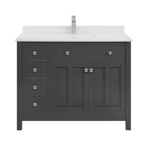 OVE Decors Boston 42 in. Vanity in Dark Charcoal with Faucet