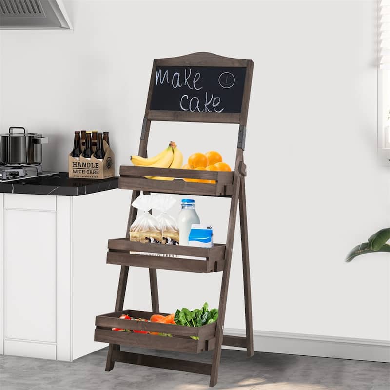 3-Tiered Free Standing Chalkboard Wood Plant Stand - 20 in. x 42 in. x 15 in.