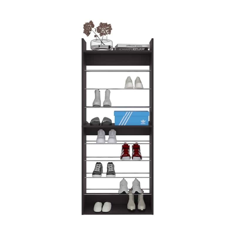 10-Tier Shoe Rack With Slim Vertical Design, Freestanding Footwear Storage, Black