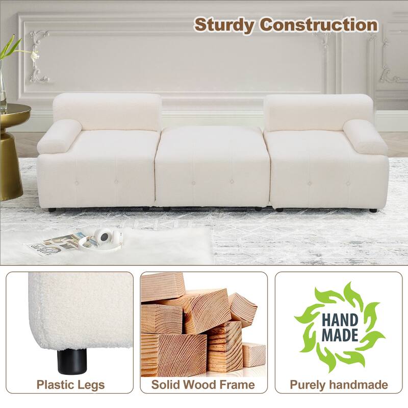 Modular Sectional Sofa, Teddy Fleece Sectional Cloud Couches for Living Room, Modern Sofa DIY Combination Reversible Chaise