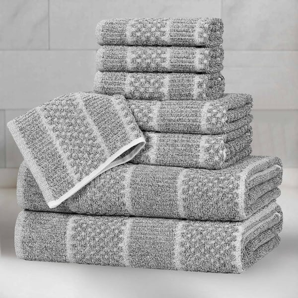 Superior Naples Viscose Cotton Blend 8 Piece Towel Set - Charcoal