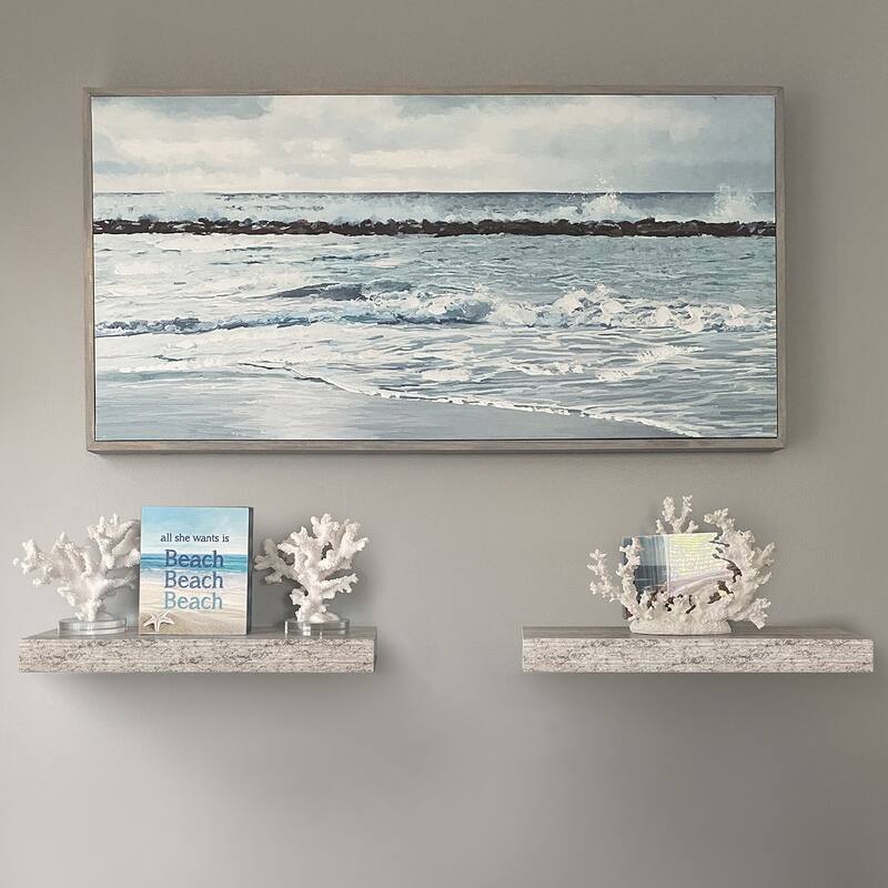Sorbus Set of 2 Wall Mounted Nightstand Floating Shelves, Nautical/Coastal Styles with Distressed Finish