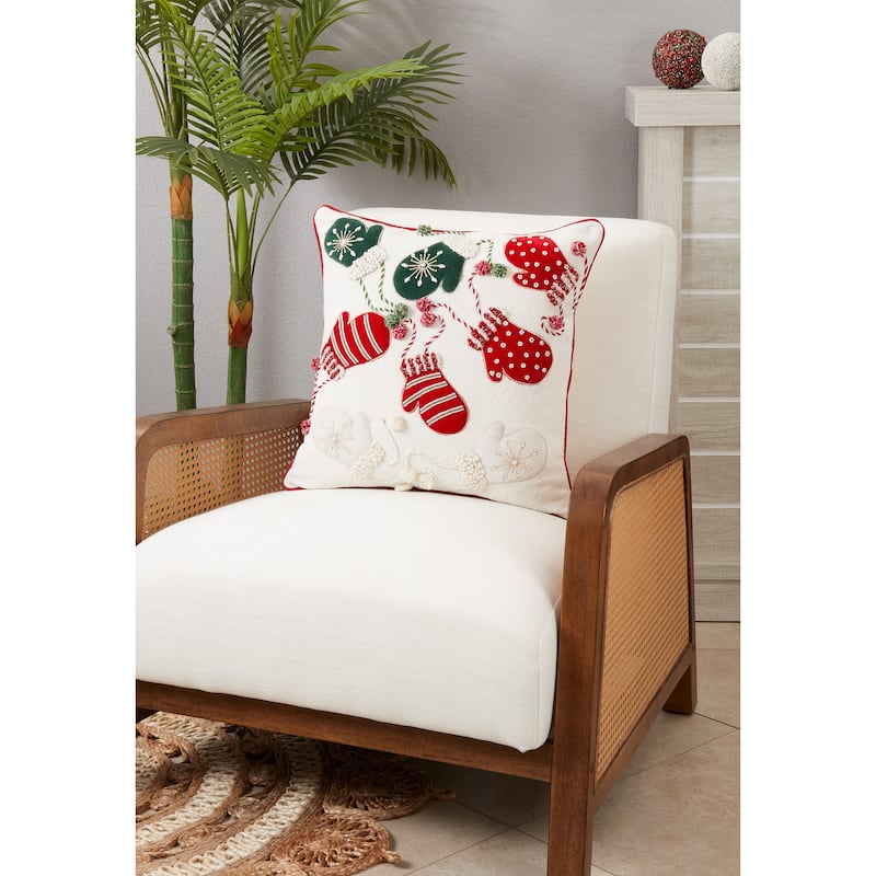 Frosty Hands Holiday Mittens Throw Pillow